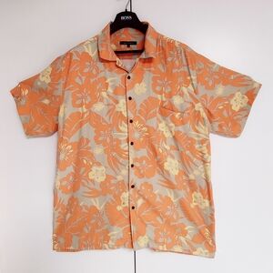 Britches Men's Button Down Short Sleeve Collared Floral Print Hawaiian Shirt 3X